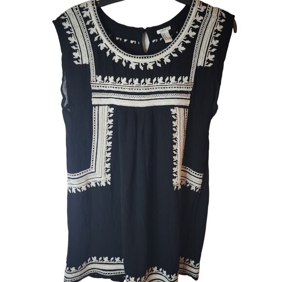 Forever 21 Dress Medium Cross Stitch Details Boho Hippie Vtg Tribal Native Goth - Picture 1 of 7